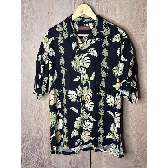 Tori Richard Other - Tori Richard Black Monstera Leaves
 Button Down Aloha Shirt Men Size Large